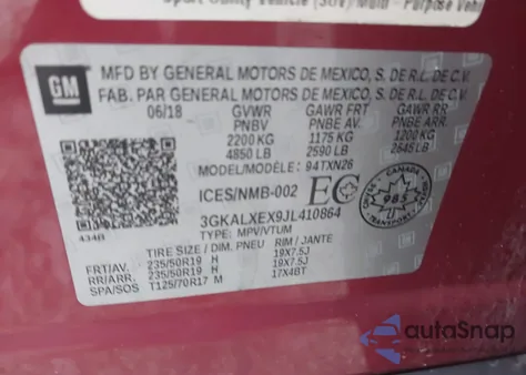2018 GMC Terrain Denali from USA, damaged, VIN 3GKALXEX9JL410864